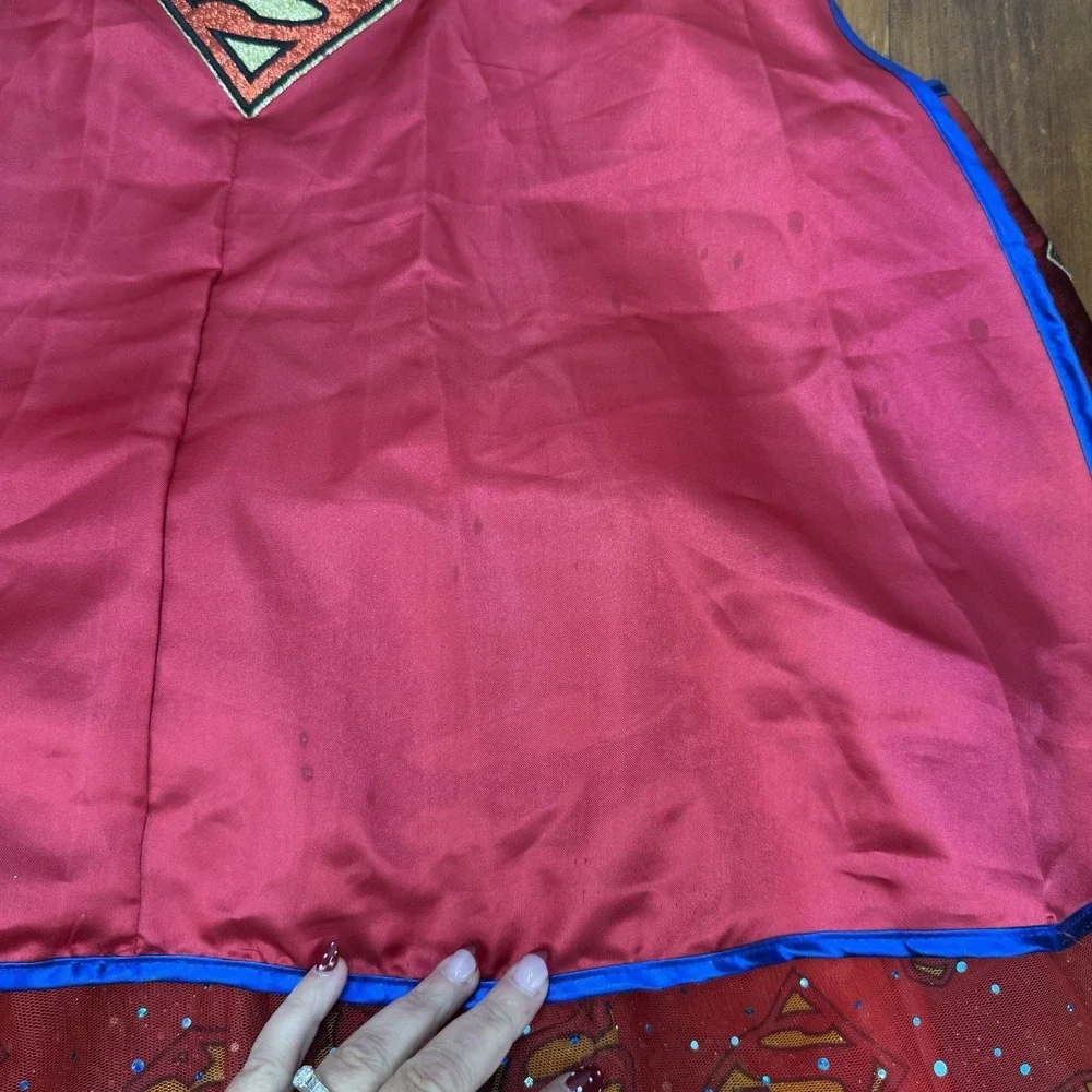 DC Superheroes Supergirl YL Costume Cosplay Dress, Belt, Cape & Armbands